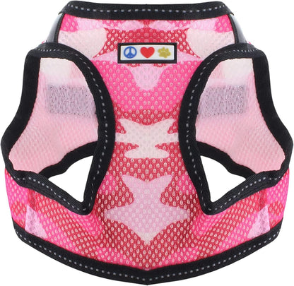 Dog Vest Harness Made with Breathable Air Mesh | All Weather Vest Harness for Extra Extra Small Puppies and Cats with Quick-Release Buckle - Extra Extra Small Pink Camo Mesh Dog Harness