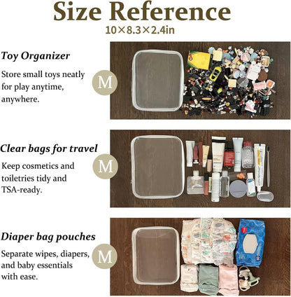4 pcs Clear Zipper Pouches, Hard Shell Zipper Case, Makeup Organizer