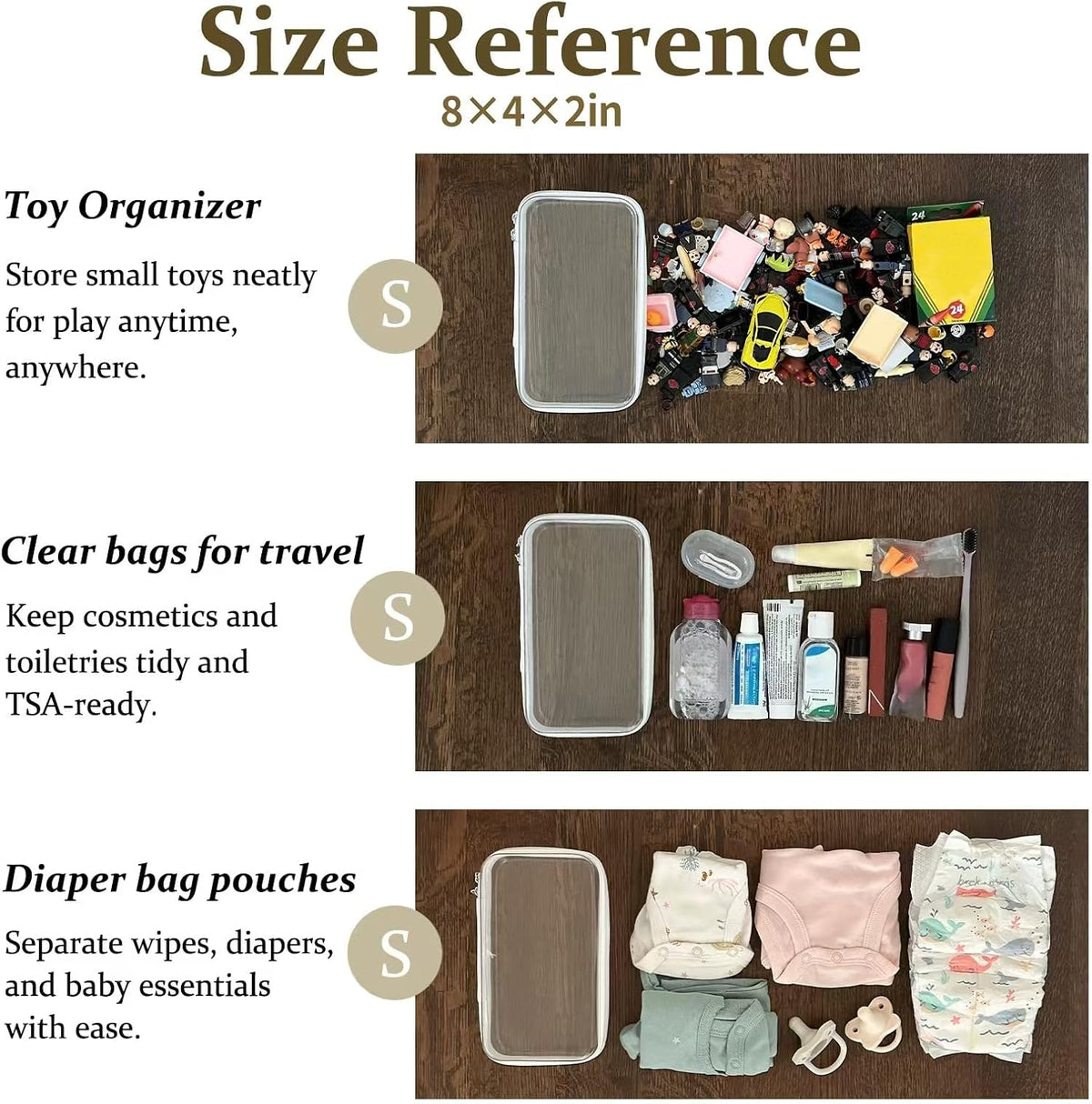4 pcs Clear Zipper Pouches, Hard Shell Zipper Case, Makeup Organizer