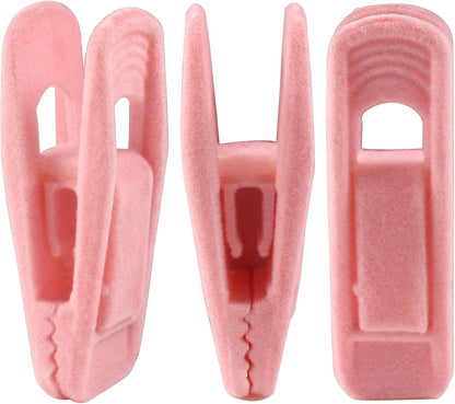 Litoexpe 20 Pcs Pink Velvet Hangers Clips