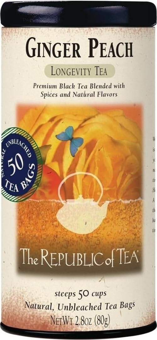 Ginger Peach Black Tea, Naturally Caffeinated, 50 Count