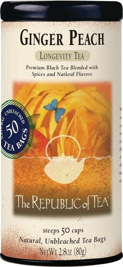 Ginger Peach Black Tea, Naturally Caffeinated, 50 Count