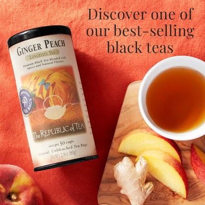 Ginger Peach Black Tea, Naturally Caffeinated, 50 Count