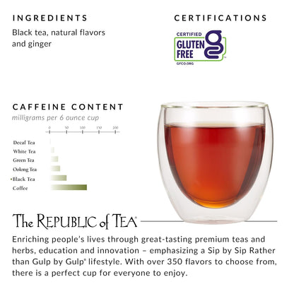 Ginger Peach Black Tea, Naturally Caffeinated, 50 Count