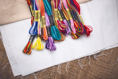 Pack of 12 Premium Embroidery Thread | 100% Egyptian Cotton Premium Skeins | Cross Stitch Embroidery Floss | Oeko TEX Certified | Ideal for Arts & Crafts (Light Pink Variegated 1201)