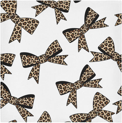Leopard Bows 20x20 Inch Cloth Napkins Set of 6, Satin Peach Skin Polyester Dinner Napkins, Washable Reusable Table Napkins with Hemmed Edges for Wedding Party Restaurant Everyday Use