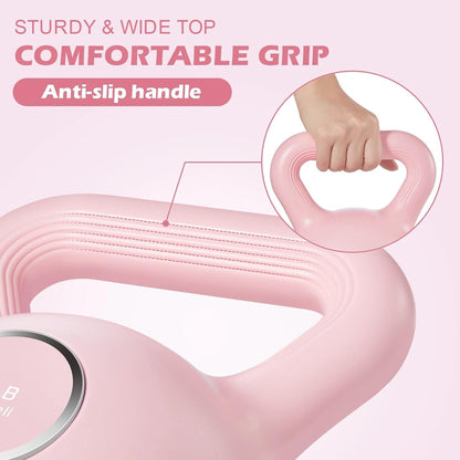 KHTO Kettlebells Fitness Exercise-Pink Strength Training Kettlebell Sets,Dumbbell Weights for Home Gym Equipment