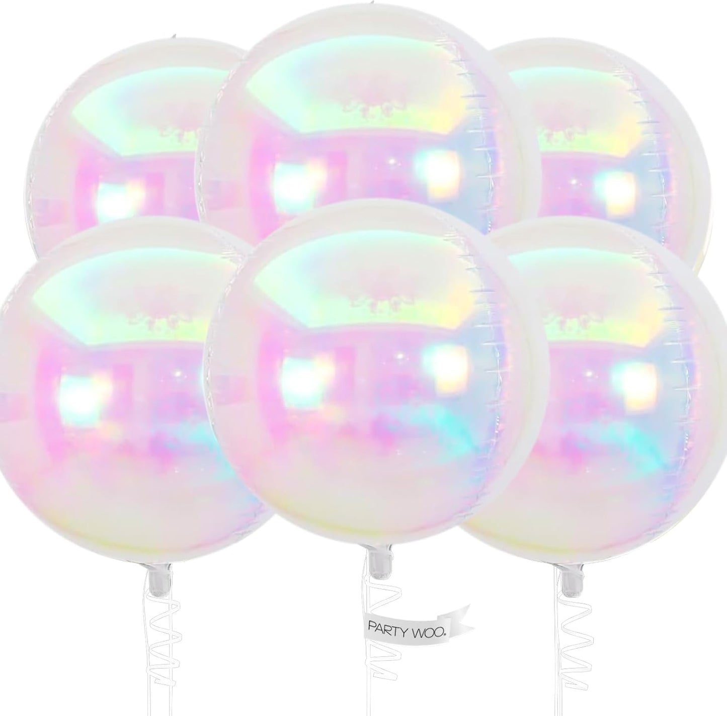Iridescent Foil Balloons 6pcs Large Round Giant Jumbo 4D Balloons