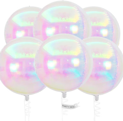 Iridescent Foil Balloons 6pcs Large Round Giant Jumbo 4D Balloons