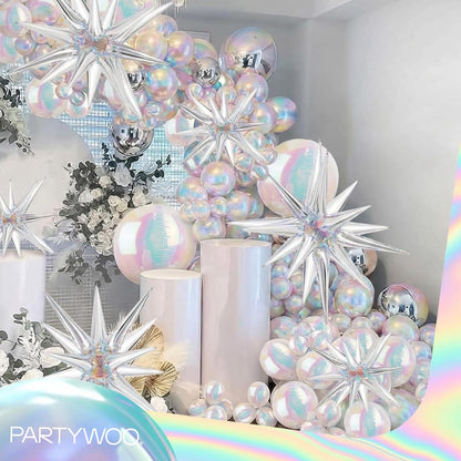 Iridescent Foil Balloons 6pcs Large Round Giant Jumbo 4D Balloons