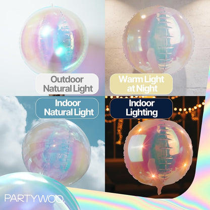 Iridescent Foil Balloons 6pcs Large Round Giant Jumbo 4D Balloons