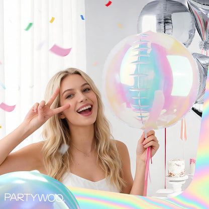 Iridescent Foil Balloons 6pcs Large Round Giant Jumbo 4D Balloons