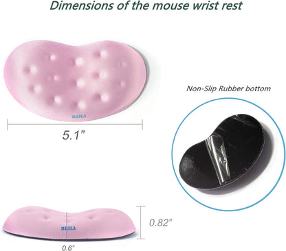 Ergonomic Memory Foam Mouse Wrist Rest Support Pad Cushion for Computer, Laptop, Office Work, PC Gaming - Massage Holes Design - Wrist Pain Relief (Pink Mouse Wrist Rest)