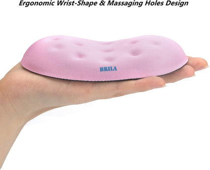 Ergonomic Memory Foam Mouse Wrist Rest Support Pad Cushion for Computer, Laptop, Office Work, PC Gaming - Massage Holes Design - Wrist Pain Relief (Pink Mouse Wrist Rest)