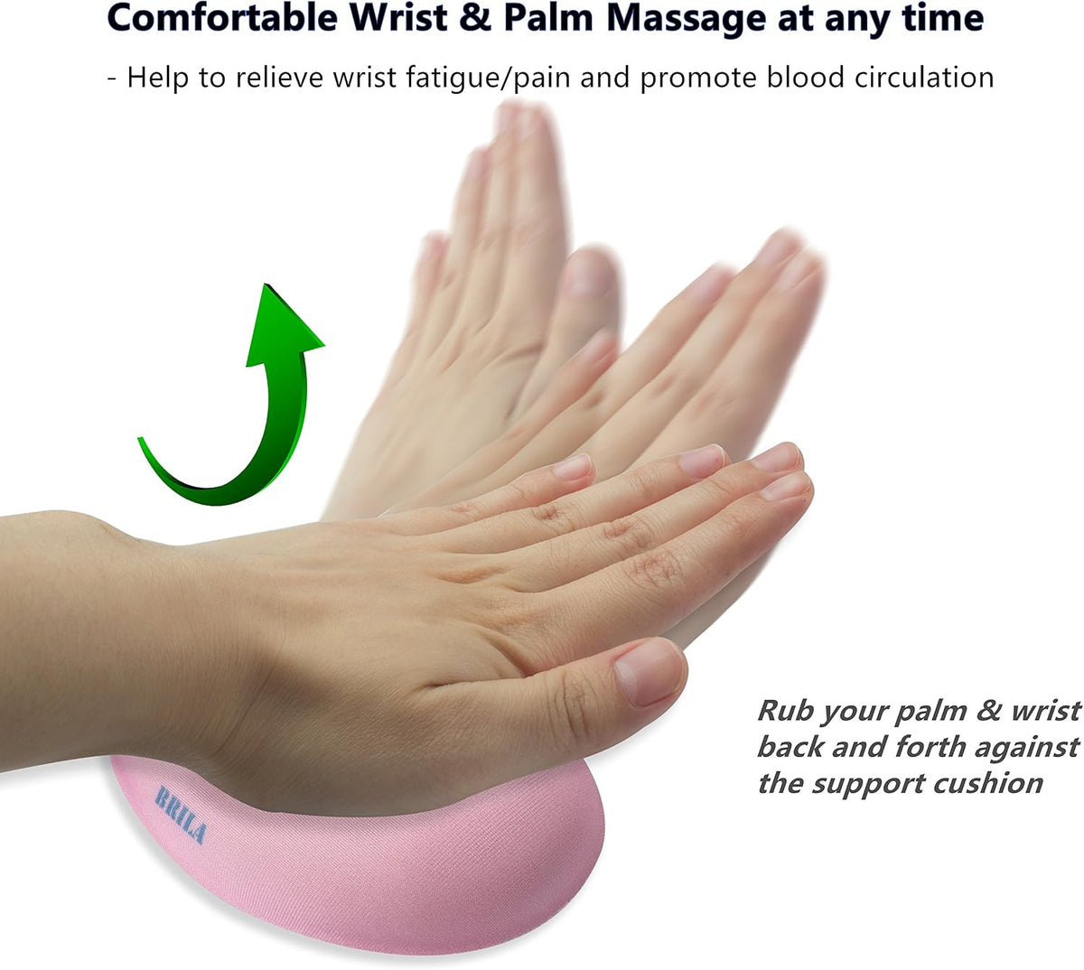 Ergonomic Memory Foam Mouse Wrist Rest Support Pad Cushion for Computer, Laptop, Office Work, PC Gaming - Massage Holes Design - Wrist Pain Relief (Pink Mouse Wrist Rest)