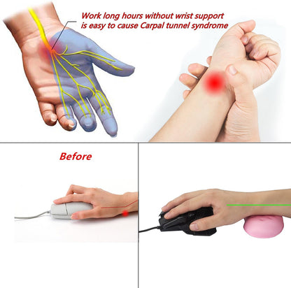 Ergonomic Memory Foam Mouse Wrist Rest Support Pad Cushion for Computer, Laptop, Office Work, PC Gaming - Massage Holes Design - Wrist Pain Relief (Pink Mouse Wrist Rest)