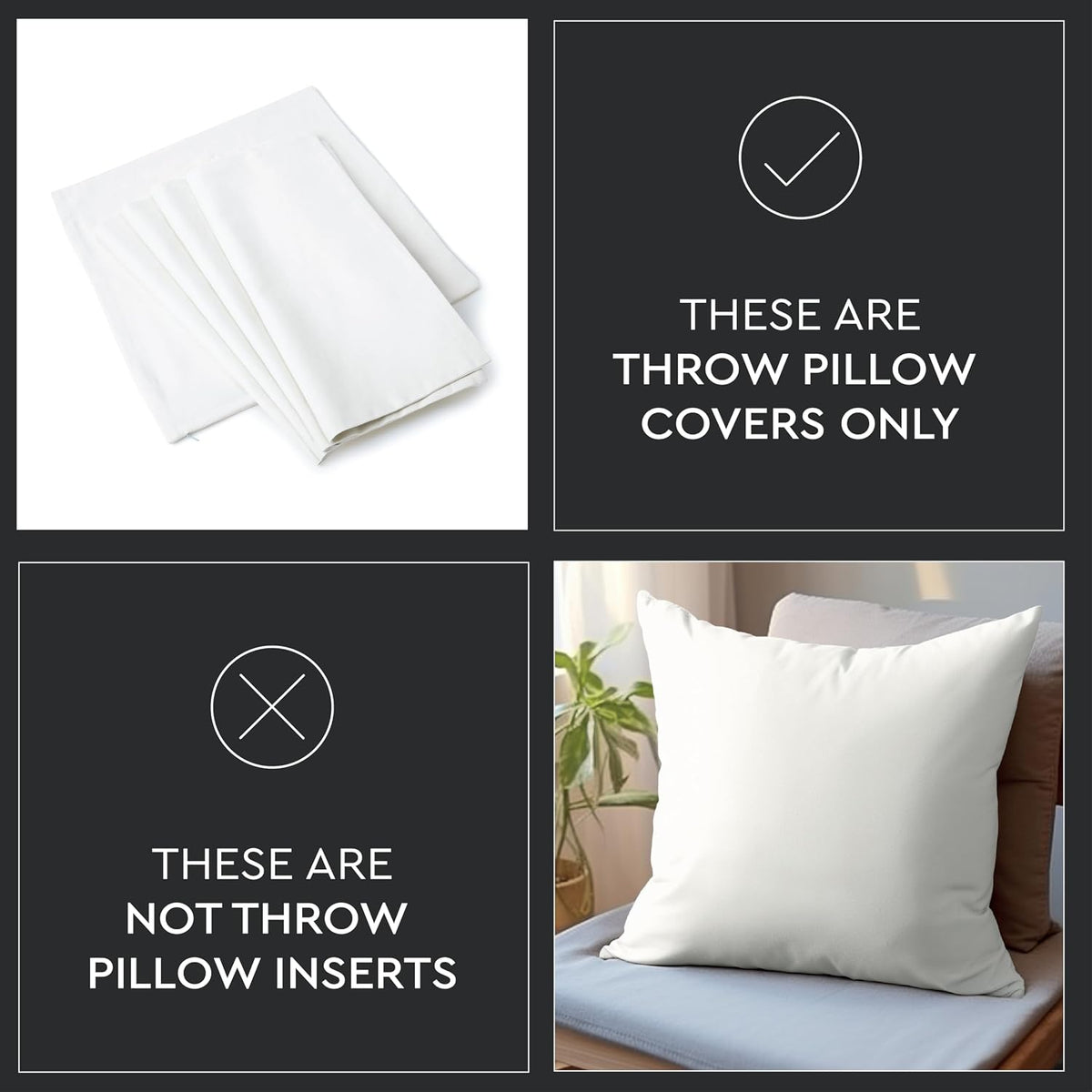 Throw Pillow Covers, Cotton, No Inserts 18"x18"