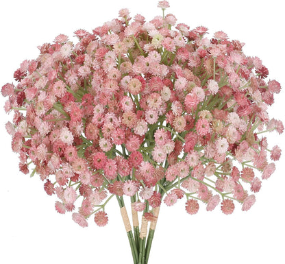 12 PCS Babys Breath Artificial Flowers Bulk Pink Real Touch Flowers
