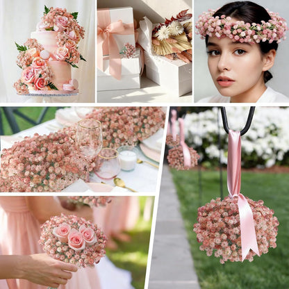 12 PCS Babys Breath Artificial Flowers Bulk Pink Real Touch Flowers
