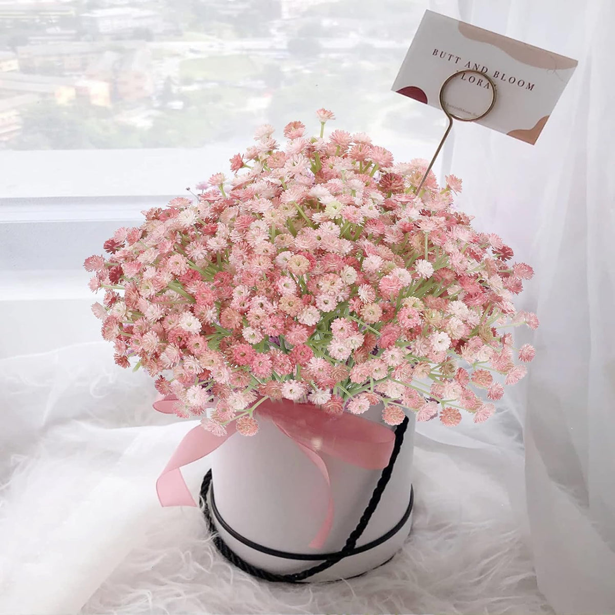12 PCS Babys Breath Artificial Flowers Bulk Pink Real Touch Flowers