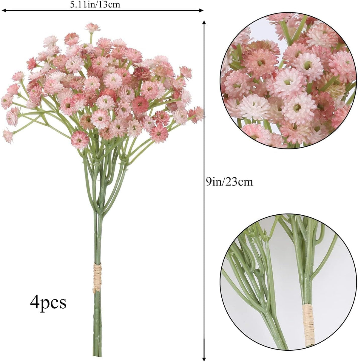 12 PCS Babys Breath Artificial Flowers Bulk Pink Real Touch Flowers