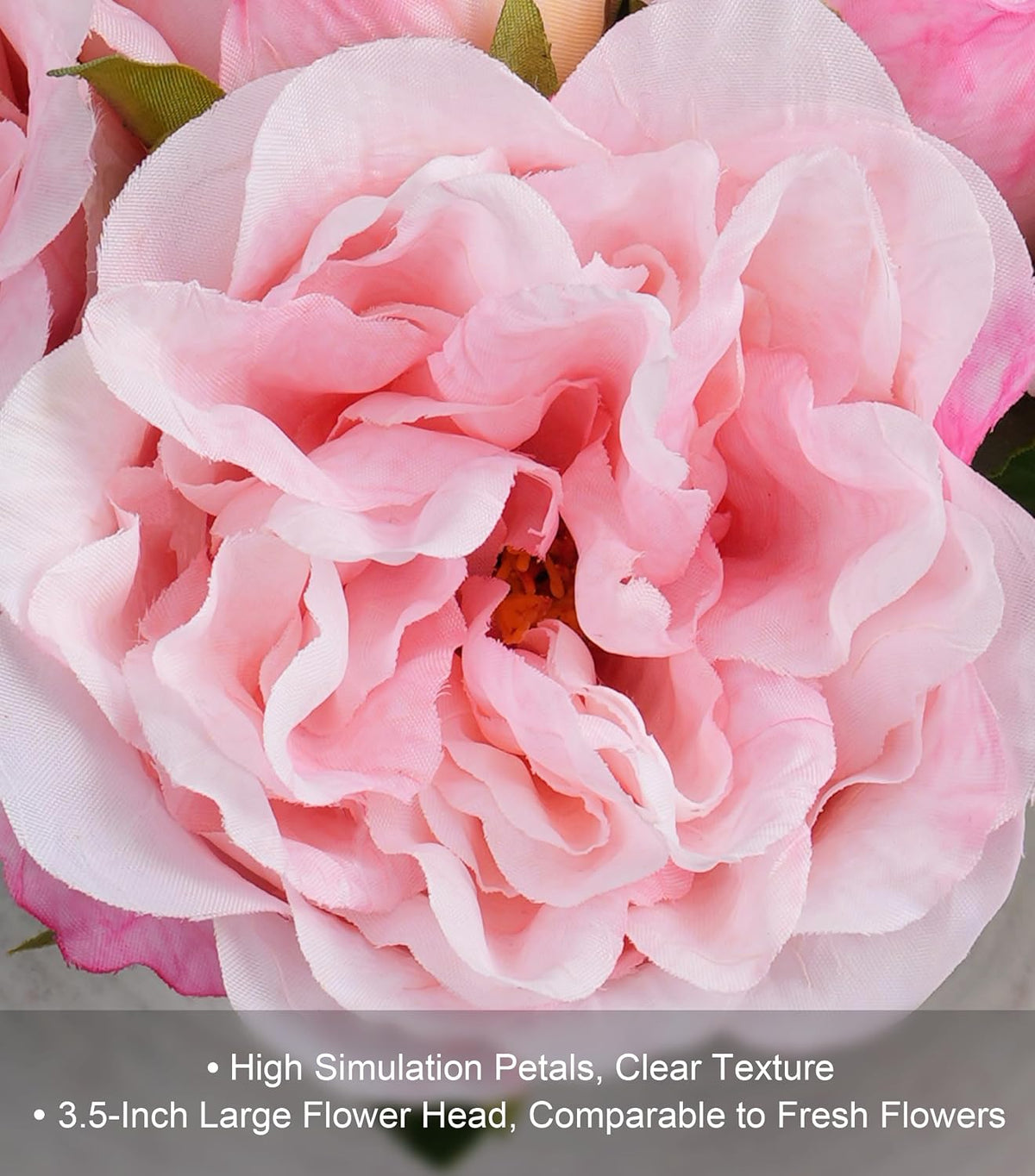 13 Pcs Fake Roses Artificial Flowers, Artificial Roses with Stems Silk Flowers Realistic Roses for Home Wedding Decoration Party DIY Bouquet, Light Pink
