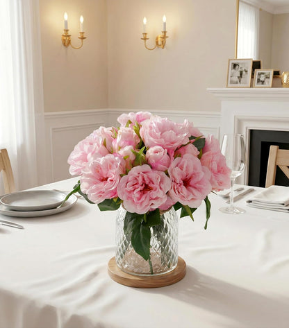 13 Pcs Fake Roses Artificial Flowers, Artificial Roses with Stems Silk Flowers Realistic Roses for Home Wedding Decoration Party DIY Bouquet, Light Pink