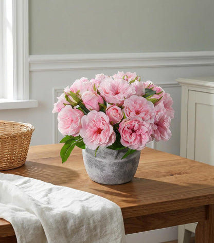 13 Pcs Fake Roses Artificial Flowers, Artificial Roses with Stems Silk Flowers Realistic Roses for Home Wedding Decoration Party DIY Bouquet, Light Pink