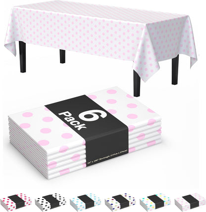 Pink Polka Dot Rectangle Tablecloth 54"x108" - 48 Pack