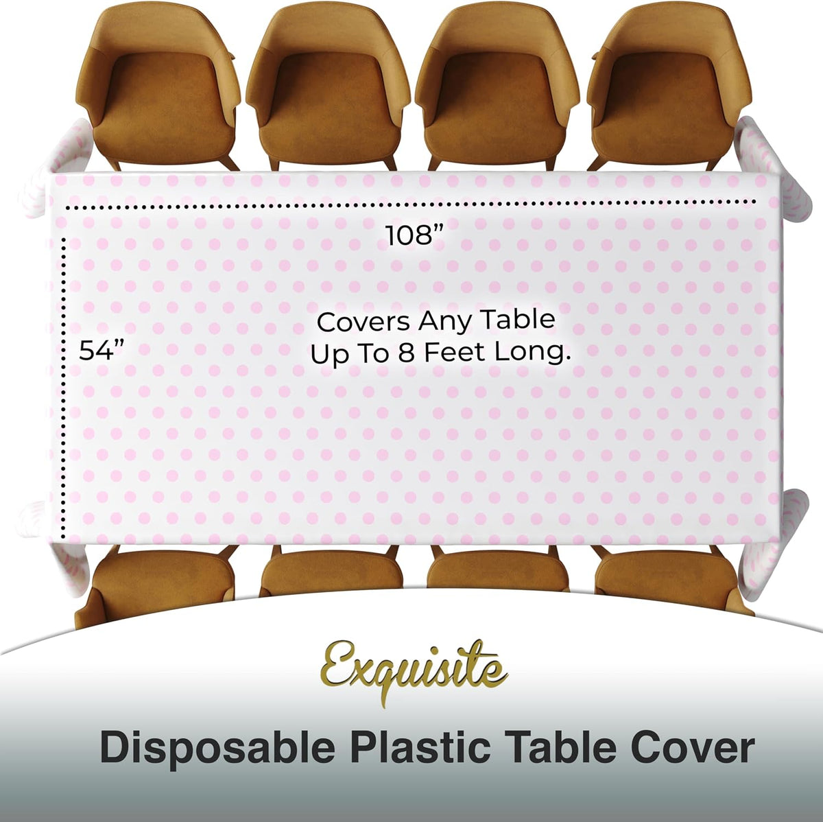 Pink Polka Dot Rectangle Tablecloth 54"x108" - 48 Pack