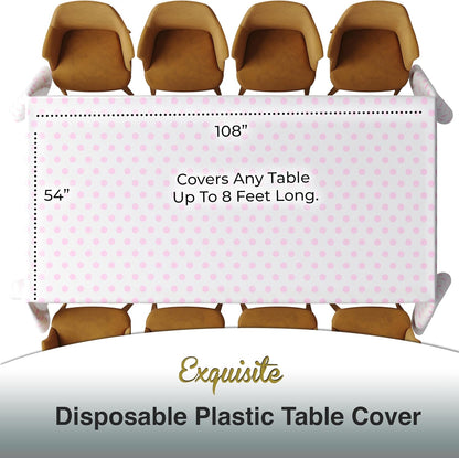 Pink Polka Dot Rectangle Tablecloth 54"x108" - 48 Pack