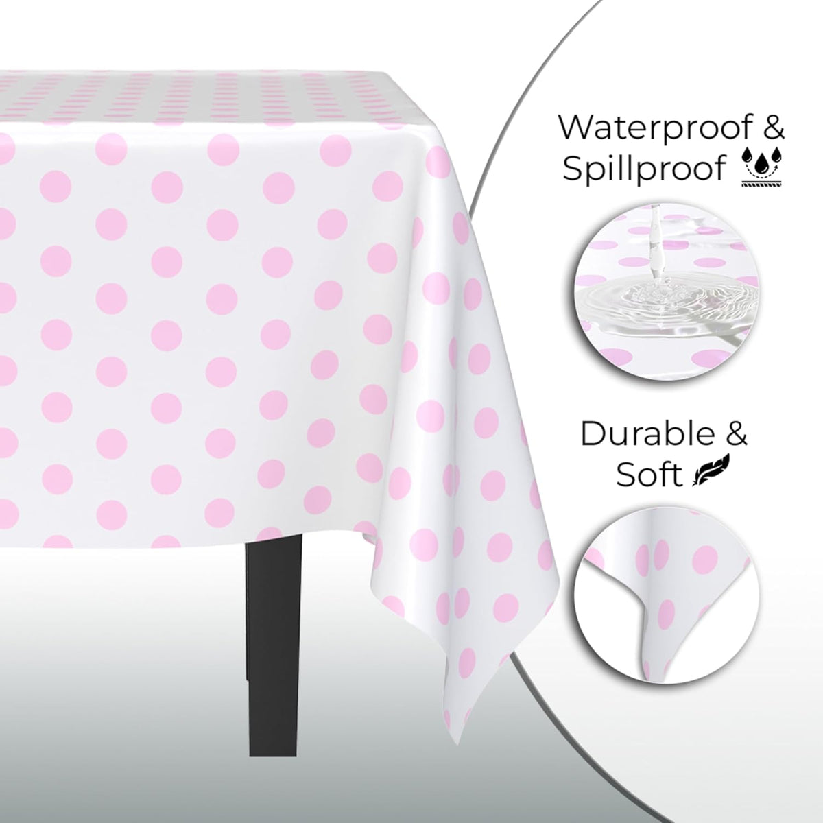 Pink Polka Dot Rectangle Tablecloth 54"x108" - 48 Pack