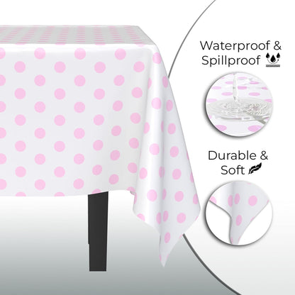 Pink Polka Dot Rectangle Tablecloth 54"x108" - 48 Pack