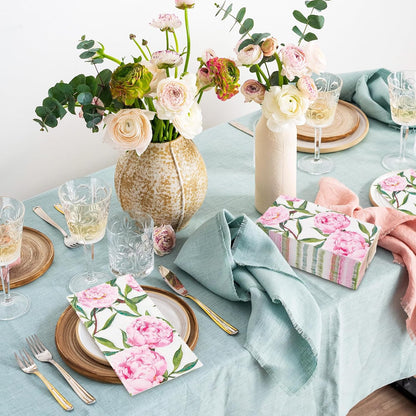 50 Pcs Spring Floral Guest Napkins Disposable Paper Napkins Pink Watercolor Peony Flower Dinner Hand Towels for Bathroom Wedding Birthday Party Table Supplies