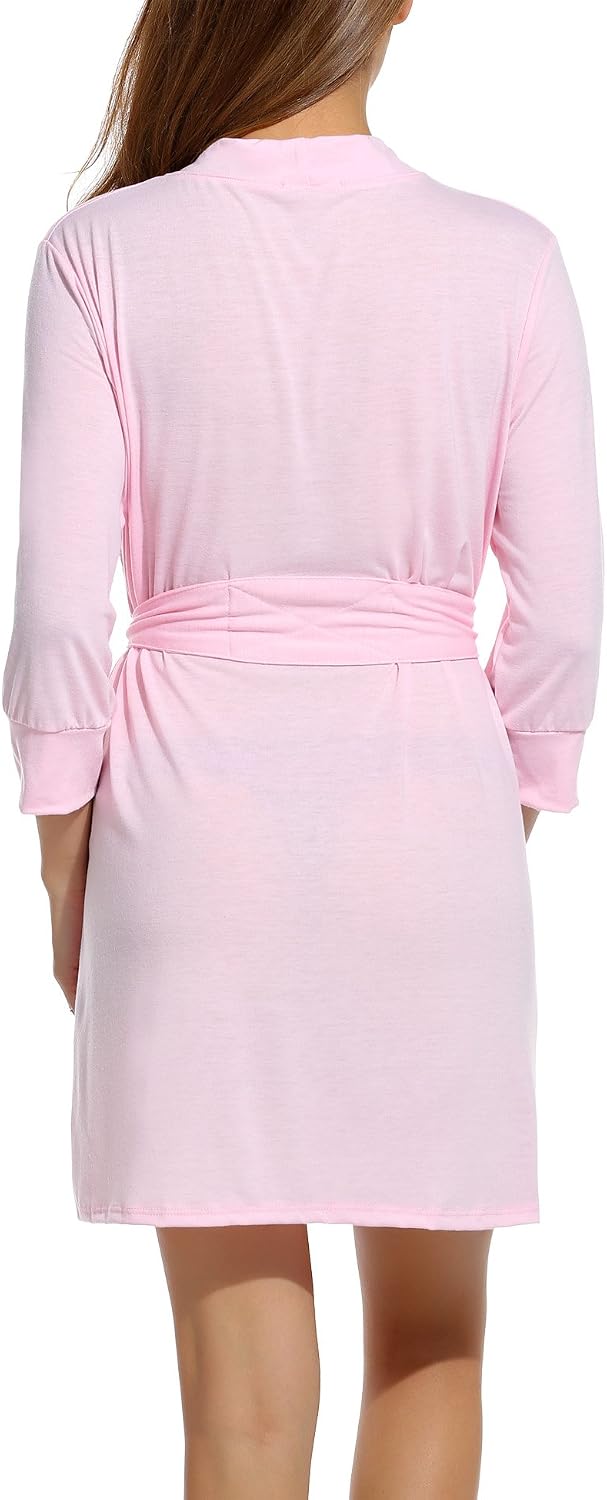 Womens Robe Lightweight Short Knit Bathrobe Soft Ladies Sleepwear