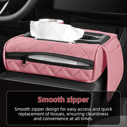 5 in 1 Nappa Leather Console Armrest Cover, Pink