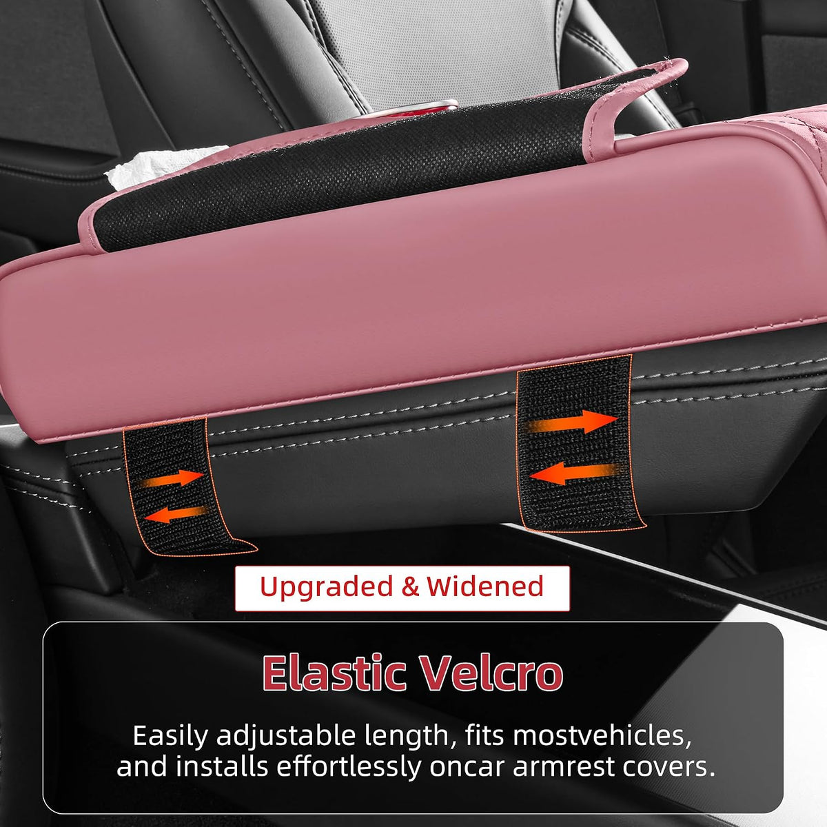5 in 1 Nappa Leather Console Armrest Cover, Pink