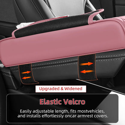 5 in 1 Nappa Leather Console Armrest Cover, Pink