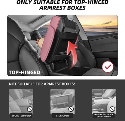 5 in 1 Nappa Leather Console Armrest Cover, Pink