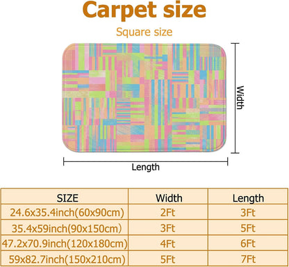 Stripes Area Rug, Modern Contemporary Blocks Lines Spring Peach Low Pile Sponge Carpets Fade Resistant Home Aesthetic Rugs for Living Room Bedroom Hallway Office Decor 4' X 6'