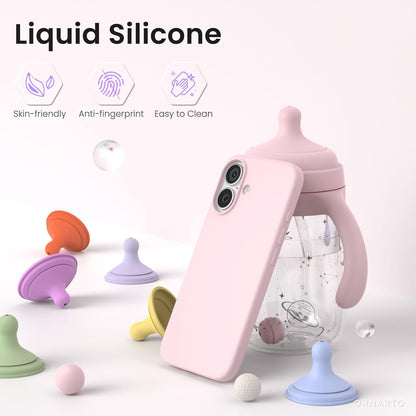 for iPhone 17 Case, Slim Liquid Silicone Cover, Chalk Pink
