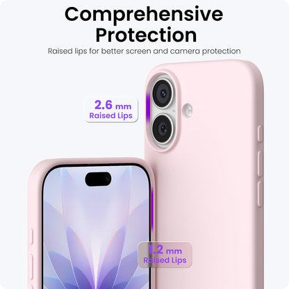 for iPhone 17 Case, Slim Liquid Silicone Cover, Chalk Pink