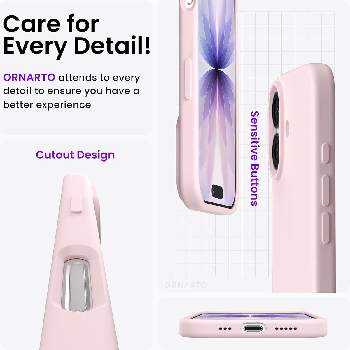 for iPhone 17 Case, Slim Liquid Silicone Cover, Chalk Pink