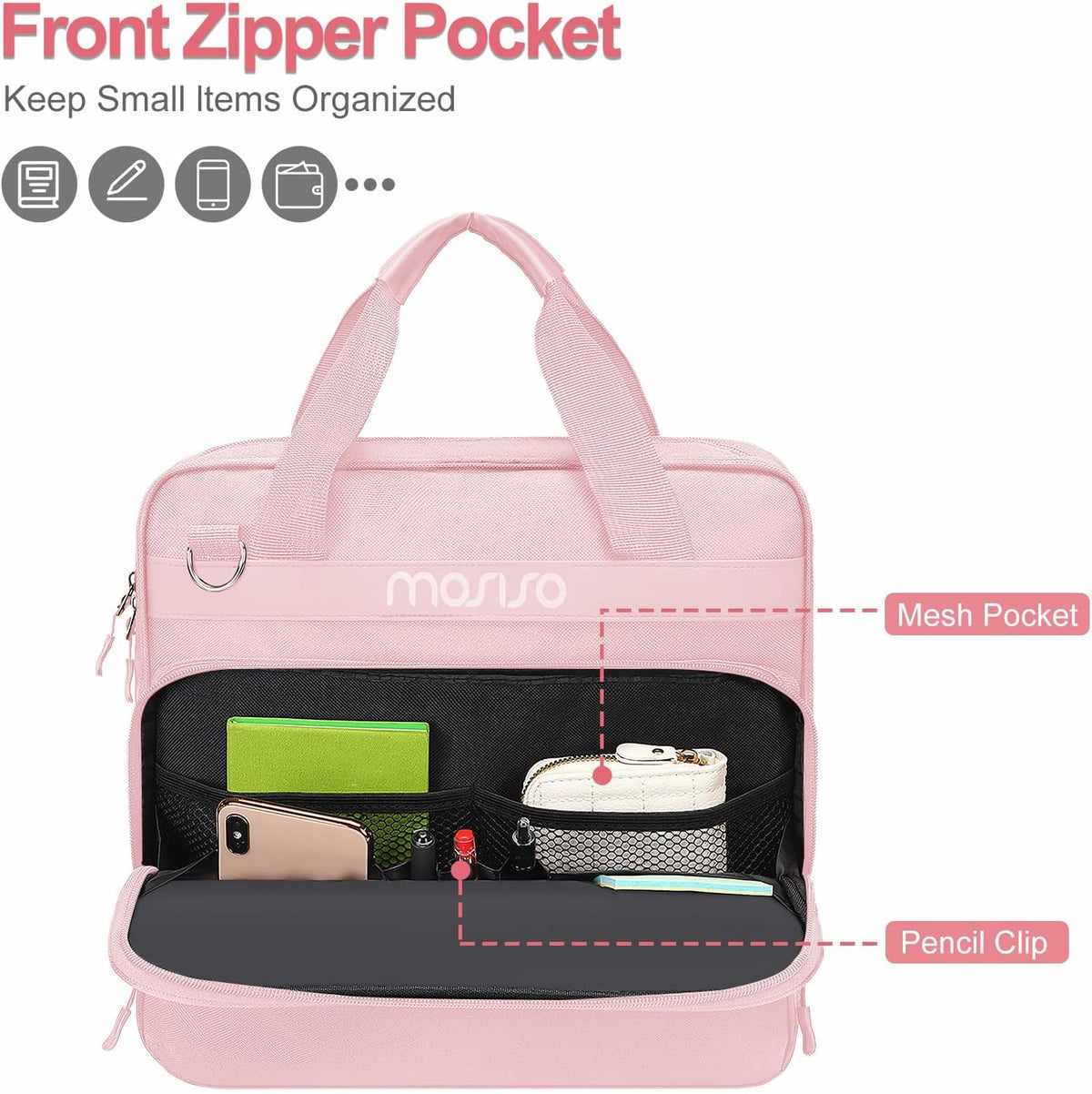 3 Ring Zipper Binder, 2 inch O-Ring Binder Organizer 500 Sheets, Pink