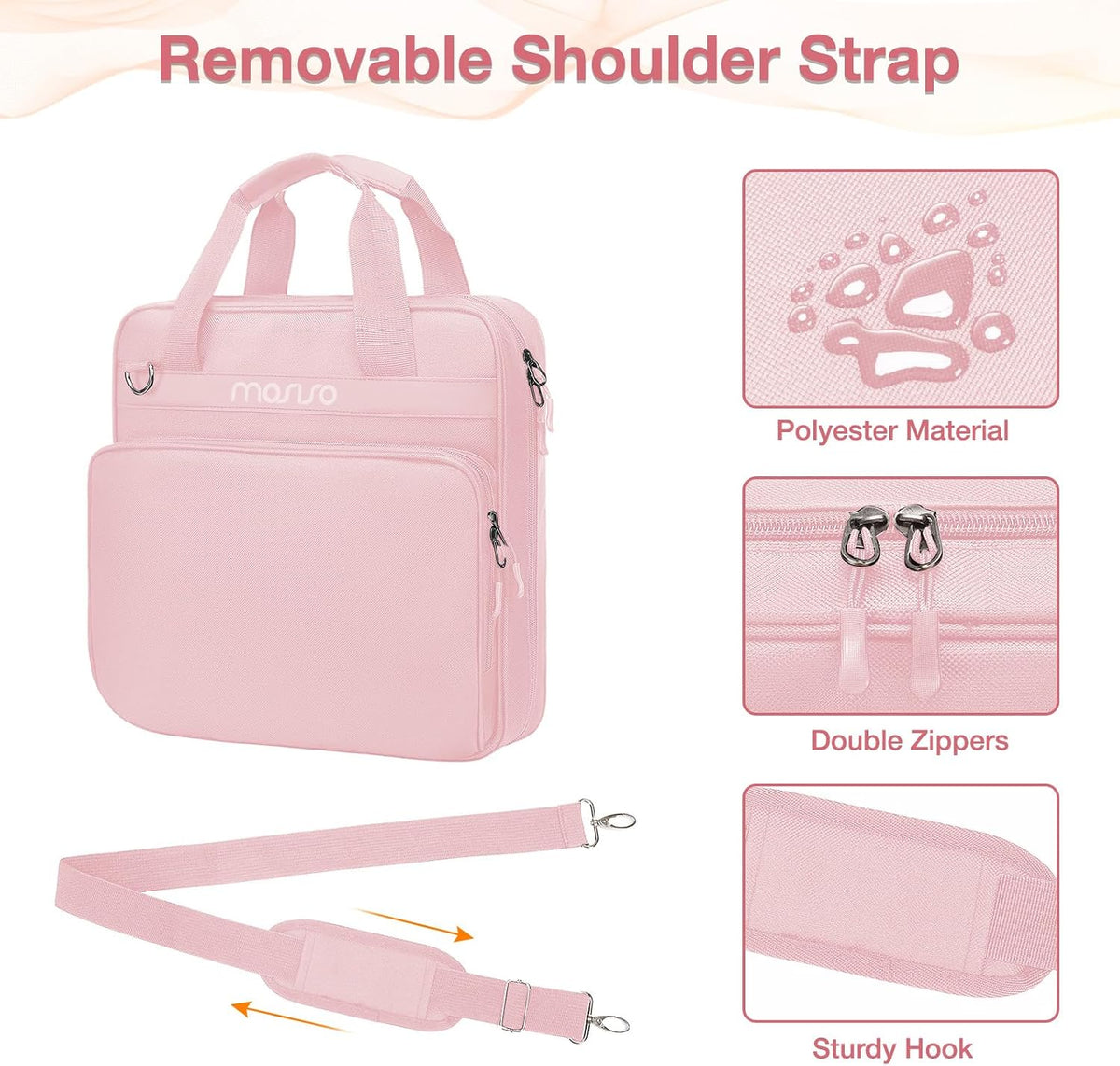 3 Ring Zipper Binder, 2 inch O-Ring Binder Organizer 500 Sheets, Pink