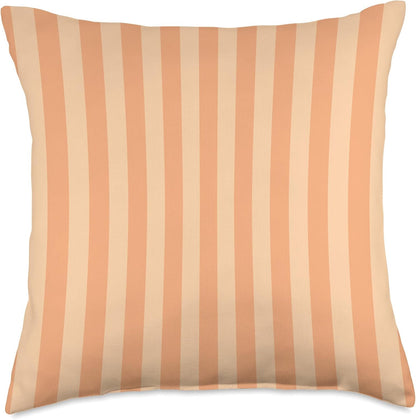 Elegant Orange Peach Stripes Geometric Summer Coastal Preppy Throw Pillow
