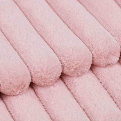 Set of 2 Faux Wool Plush Decorative Throw Pillow Covers 12x20 Inch Pink Fluffy Striped Soft Decorative Cushion Cover for Sofa Bedroom Pillow Shell