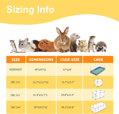 Guinea Pig Cage Liner, 59"x31" Bedding for C&C 2x4 Cage 2 Pack, Rainbow