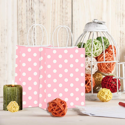 Small Gift Bags with Handles 5.25x3x8 Inch Light Pink 25 Pack