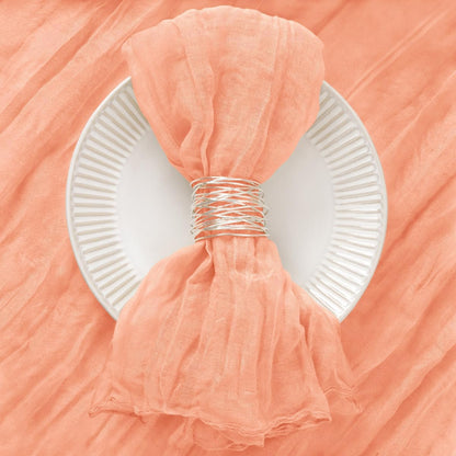 DeZerlor 30 Pack Peach Cheesecloth Napkins Summer Cloth Napkins Set of 30 Dinner Napkins Bulk 21x21 Inches for Wedding Bridal Shower Baby Shower Parties